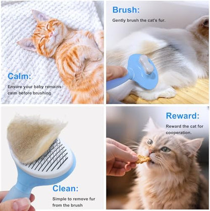 Cat Brush for Shedding, Self Cleaning Brush for Long & Short Hair Cats - Image 2