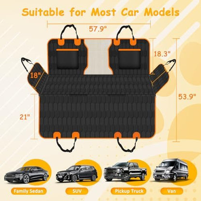 Falafa Dog Car Seat Cover for Back Seat, Waterproof Non-Slip Car Seat Cover for Dogs Pets, Car Back Seat Protector Portable Dog Hammock, Suitable for Cars, SUVs and Trucks - Image 2