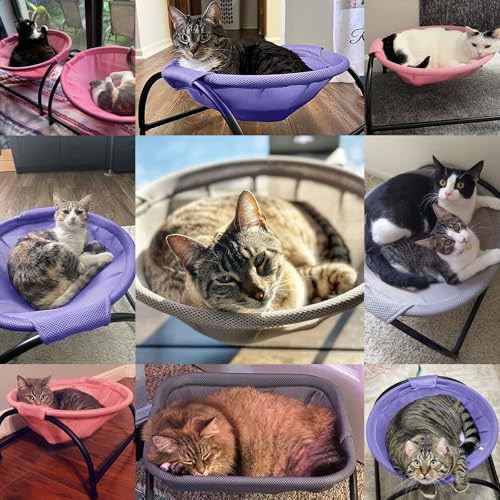 JUNSPOW Cat Bed Sleeping Cat Hammock, 16.9in x 16.9in x 9.5in, Purple - Image 4