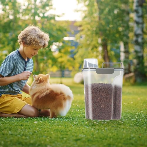 LEAWALK 5-7Lbs Cat Dog Pet Food Storage Container with Large Nozzle Design/4 Safety Buckles/Double-Layer Sealing Strips/Handle/Measuring Cup is Easy to Clean and Does -Khaki - Image 6