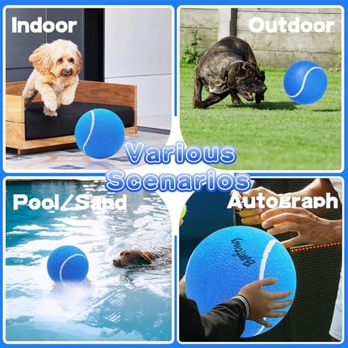 Banfeng Big Tennis Ball for Dogs, Giant Dog Tennis Ball Toy Large Outdoor Sports Gift for Small Medium Large Dog (Blue, 9.5 inch) - Image 7