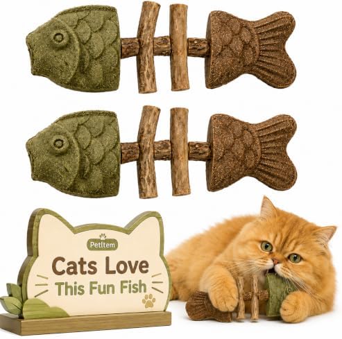 Silvervine Cat Toy Catnip Chew Stick for Indoor Kitten Teething Cleaning Dental Care Natural Comfort Adult Gatos Set to Play Alone Blend Fishing Aesthetic Fish Bone Shape by Unknown