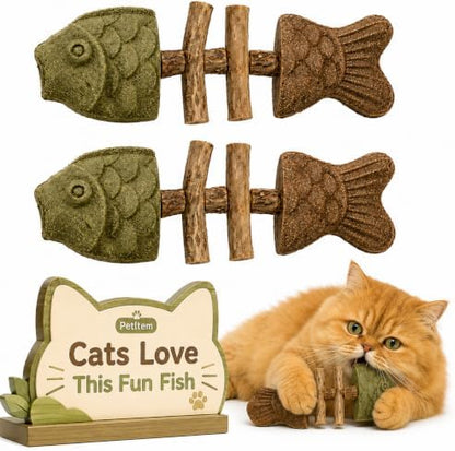Silvervine Cat Toy Catnip Chew Stick for Indoor Kitten Teething Cleaning Dental Care Natural Comfort Adult Gatos Set to Play Alone Blend Fishing Aesthetic Fish Bone Shape by Unknown