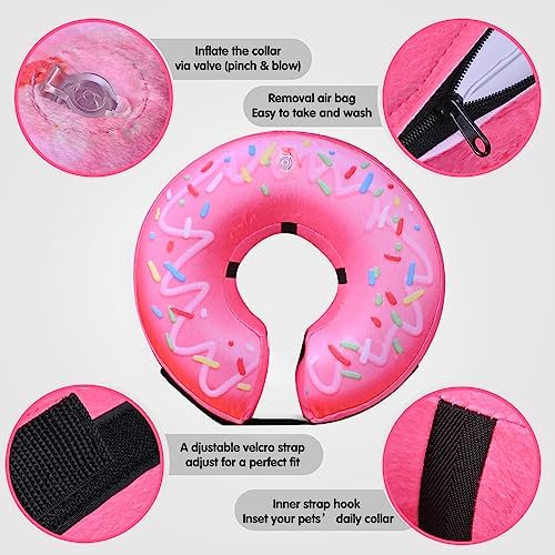 Inflatable Dog Cone Collar for After Surgery, Doggie Neck Blow up Donut Recovery ECollar, Soft Adjustable Dog Cone for Small Medium Large Dogs and Cats - Image 2