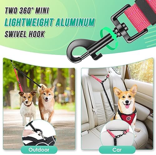 AUTOWT Two Dog Lead, 2 in 1 Upgraded Double Dog Leash Attachment Combine Adjustable Strap and Shock Absorbing Bungee No Tangle Dual Training Splitter for Different Size Dogs - Image 5