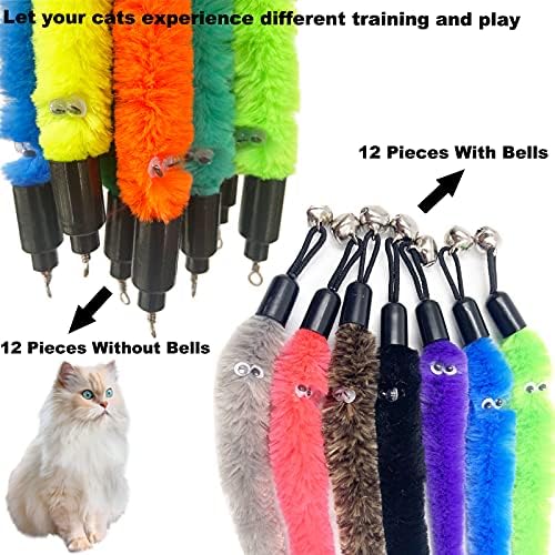 Cat Toy Worm Refills, 24 Pieces Interactive Cat Wand Attachments Worms Toy for Indoor Cats - Image 3