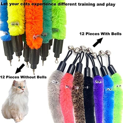 Cat Toy Worm Refills, 24 Pieces Interactive Cat Wand Attachments Worms Toy for Indoor Cats - Image 3