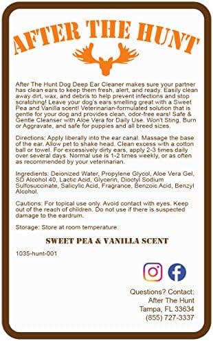 After The Hunt Dog Deep Ear Cleaner for Wax Buildup Dirt Infections Ear Odor and Itching or Scratching Sweet Pea Vanilla - 8 oz - Image 2