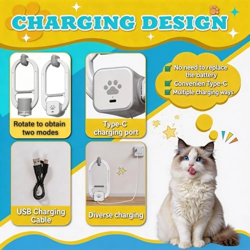 Interactive cat toy, Electric cat teaser, Door clip, 2 Motion modes,Gray - Image 5