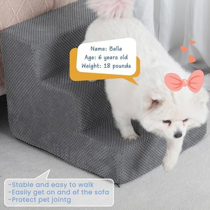 Aodisman Dog Stairs for Small Dogs & Cats,3-Step Pet Steps for Couch & Bed - Image 3