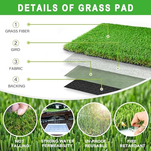 Grass Pad with Tray for Dogs Litter Box Porch Potty for Puppy Pee Training Indoor Fake Grass Pee Pad Artificial Grass with Pee Pad Holder - Image 6