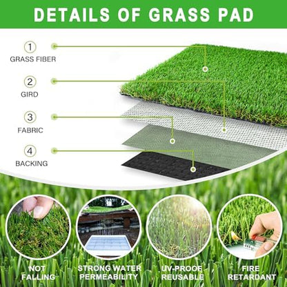 Grass Pad with Tray for Dogs Litter Box Porch Potty for Puppy Pee Training Indoor Fake Grass Pee Pad Artificial Grass with Pee Pad Holder - Image 6