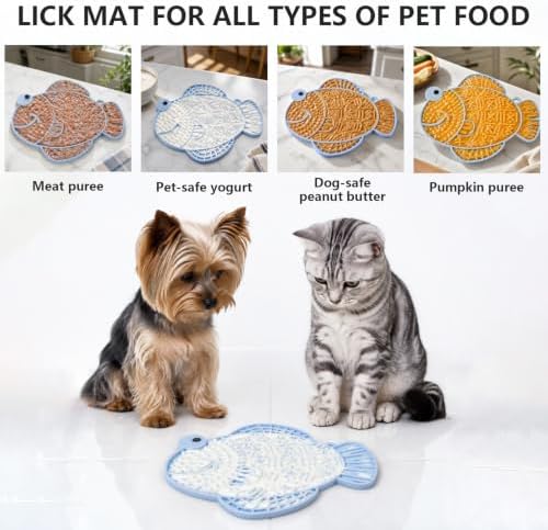 Cat Slow Feeder Fish Lick Mat with Suction Cup for Anxiety Relief - Image 5