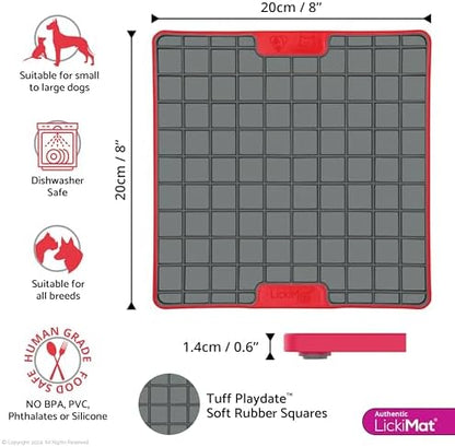 LickiMat Tuff Playdate Slow Feeder Lick Mat for Dogs, Red, Boredom Aid - Image 2