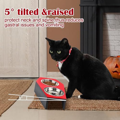 Teenyyou Gothic Cat Food Bowl 5 Degree Tilted Halloween Coffin Cat Bowl - Image 3