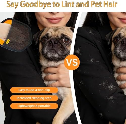 Pet Hair Removal Glove for Dogs and Cats, Electrostatic Pet Hair Remover Gloves, Upgraded Double Sided Magic Brush Pet Hair Remover for Couch,Carpet,Bed Sheets,Blankets,Clothes-Orange - Image 5