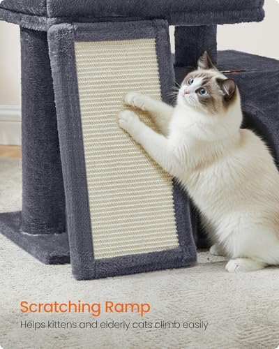Feandrea Cat Tree, 18.3-in Small Cat Tower, Cute Kittens Condo, Dark Gray - Image 6