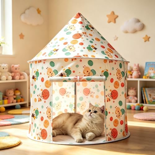 Cat Bad Pop Up Collapsible Yurt Tent, Pet Rest Hut for Indoor - Image 7