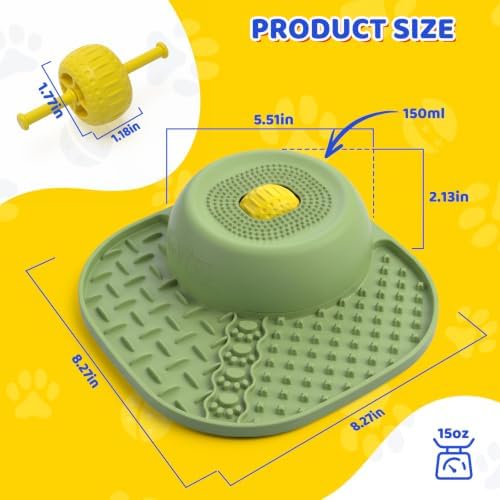 Slow Feeder Dog Bowls with Rolling Ball & Lick Mat, 2-in-1 Enrichment Feeder for Liquid & Thick Treats, Anti-Slip Suction Base, 150ml for Small Medium Large Dogs & Cats - Image 7