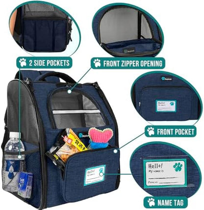 PetAmi Dog Backpack Carrier Airline Approved Cat Pet Puppy Bag, Navy - Image 3