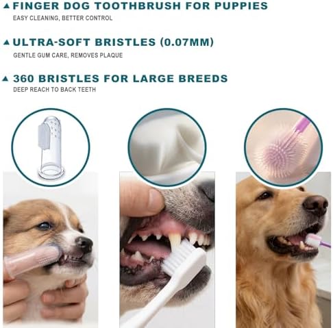 15-Pack Dog Toothbrush Kit, Triple Head & Double Head Dog Toothbrush, 360 Finger SiliconeToothbrush, Multi-Angle Dental Cleaning Brushes for Cat Oral Health (White) - Image 4