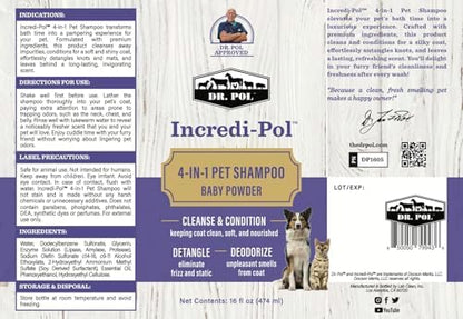 Dr. Pol Incredi-Pol 4-in-1 Pet Shampoo | Cleanse, Condition, Detangle & Deodorize | Luxurious Grooming for a Soft, Silky Coat | Baby Powder | 16 oz - Image 7