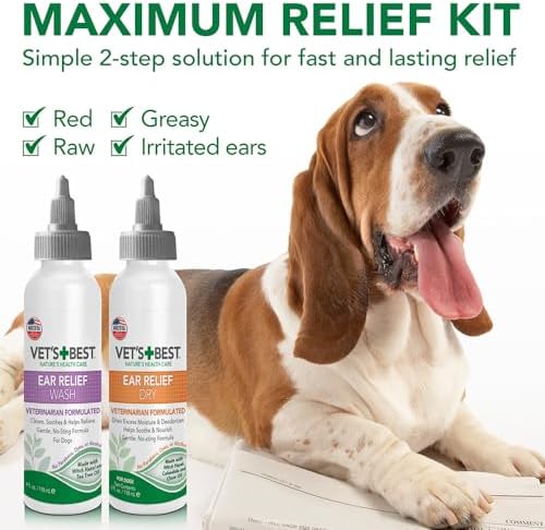 Vet's Best Dog Ear Cleaner Kit - Multi-Symptom Ear Relief - Wash & Dry Treatment - Alcohol-free - Image 4