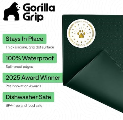 GORILLA GRIP Dog Food Mat, 100% Waterproof Silicone, 32x24 Hunter Green - Image 2