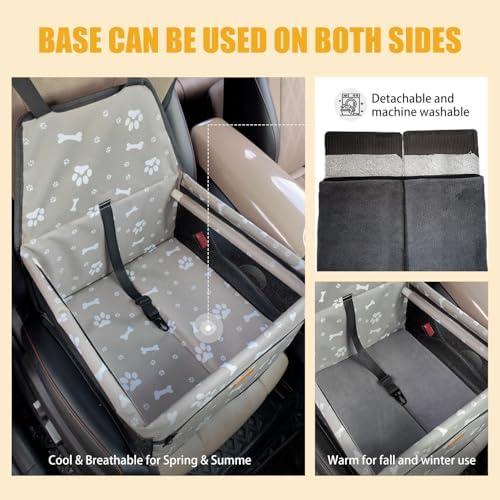 Pet Dog Booster Seat, Upgrading the Framed wall to Prevent Collapse，Breathable and Foldable Pet Car Basket，Removable andWashable pet car seat - Image 3
