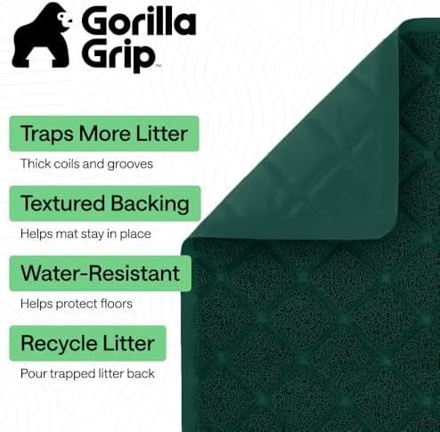 GORILLA GRIP Cat Litter Box Mat, Coiled Mesh Trapping Mats, 24x17 Green - Image 2