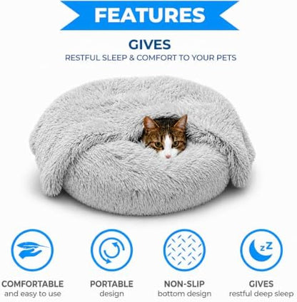 Whiskers & Friends Cat Beds for Indoor Cats & Small Dog, Fluffy Cat Bed - Image 3