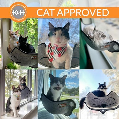 K&H Cat Window Perch Bed, EZ Mount Kitty Face, 27x11x6in, Gray - Image 5