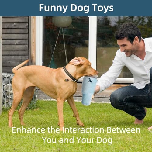Funny Tumbler with Handle Cup Dog Toys,Cute Squeaky Dog Toys Cup,Pink Puppy Toys,Interactive Fluff and Tuff Dog Toy Cup,Cigarette Dog Toy(Blue) - Image 5