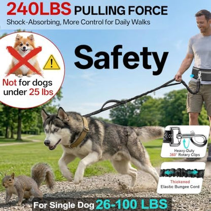 Hands Free Double Dog Leash for Two Dogs 240LB Heavy Duty Bungee - Image 2