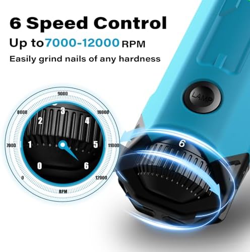 Casfuy 6-Speed Dog Nail Grinder - Newest Enhanced Pet Nail Grinder Super Quiet Rechargeable Electric Dog Nail Trimmer Painless Paws Grooming & Smoothing Tool for Large Medium Small Dogs (Bright Blue) - Image 2