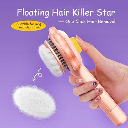 Cat Brushes for Indoor Cats,2 in 1 Self-Cleaning Slicker Brush with Open Knot for Long & Short Haried Cats,Kitten,Puppy and Large Dogs, Pink