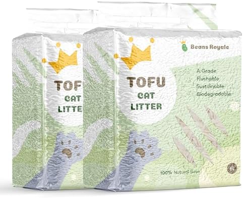 2pcs Pack (6L x 2) Tofu Cat Litter, Clumping Kitty Litter, Flushable,Pea Fiber,Dust Free, Odor Control, Low Tracking, Lightweight (Milky) by BeansRoyale