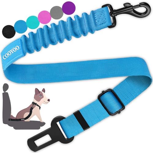 COOYOO Dog Seat Belt, Durability Retractable Dog Car Harness Adjustable Dog Seat Belt for Vehicle Nylon Pet Safety Seat Belts Heavy Duty & Elastic by COOYOO