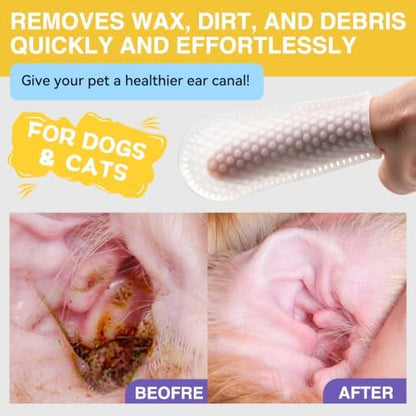 Pet Ear Finger Wipes, Hypoallergenic, Rinse-Free, Thick Dual-Textured Ear Cleaning Wipes Effective Remove Dirt and Wax for Dogs & Cats(50pcs, Unscented) - Image 2