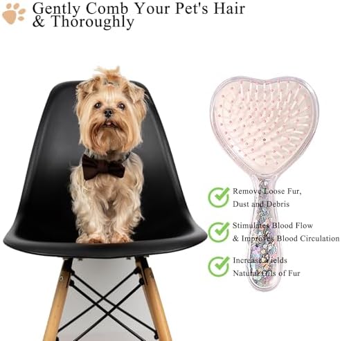 Small Soft Dog Grooming Brush Pet Massage Hair Brush-Glitter Pink - Image 3