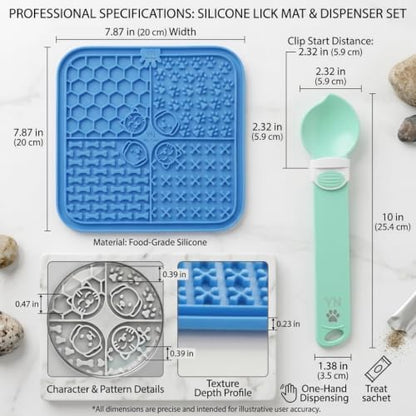 Lick Mat for Dogs & Cats 5 PCS Set 2 Slow Feeder Lick Mats with Suction Cups, Cat Strip Feeder, Scraper & Brush, Dog Lick Mat for Anxiety Relief & Peanut Butter Pad for Grooming & Boredom - Image 6