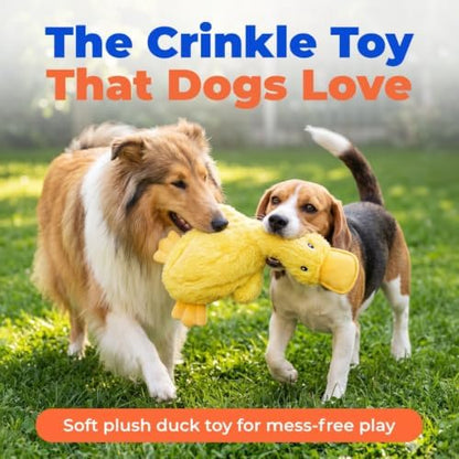 Best Pet Supplies Interactive Squeaky Dog Toy - Crinkle Duck, Yellow - Image 2