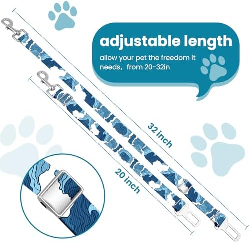 Adjustable pet cat and Dog car seat Belt，The Lanyard is Flexible and Adjustable from 20 to 33 inches(sea Wave) - Image 2