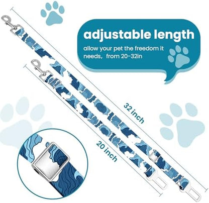 Adjustable pet cat and Dog car seat Belt，The Lanyard is Flexible and Adjustable from 20 to 33 inches(sea Wave) - Image 2