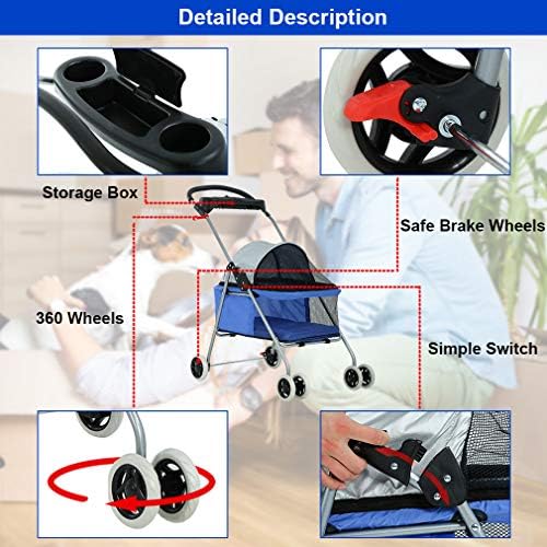 BestPet Foldable Pet Stroller for Small/Medium Dogs and Cats Up to 33 lbs - Image 3