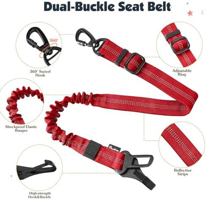 Pawaboo Dog Seat Belt Harness for Car, Seatbelt Harness with 2 in 1 Buckle - Image 3