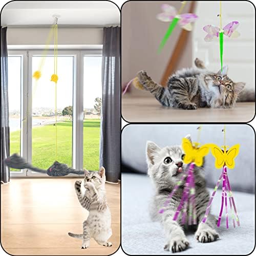 Cat Toy Hianging 6 Pcs Indoor Door Interactive Feather for Hunting - Image 5