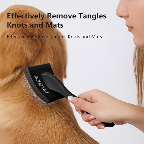 3PCS Slicker Brush for Dogs & Pet Comb,Professional Dog Grooming Brush (Goldendoodles,Poodles,Labradoodles) with Extra Long Pins to Effectively Remove Tangles, Knots,Mats Hair Collection Bottle(Black) - Image 2