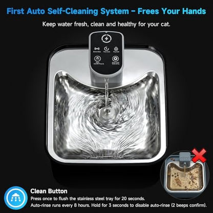 Wireless Cat Water Fountain 118oz/3.5L,Pet Fountain Stainless Steel Tray - Image 3