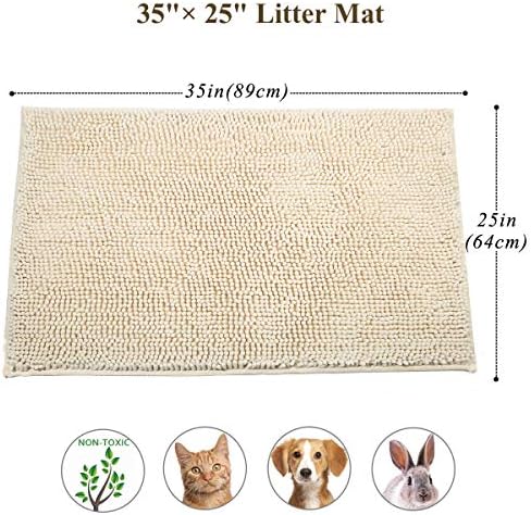 VIVAGLORY Cat Litter Mat Softgrip Litter Trapping Mat, 35"× 25", Beige - Image 5